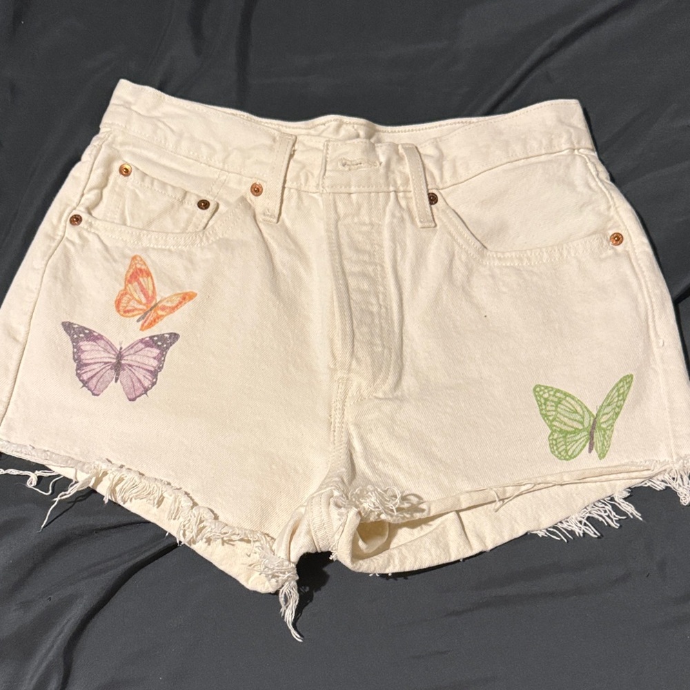 Levi's 501 shorts with Butterfly Design